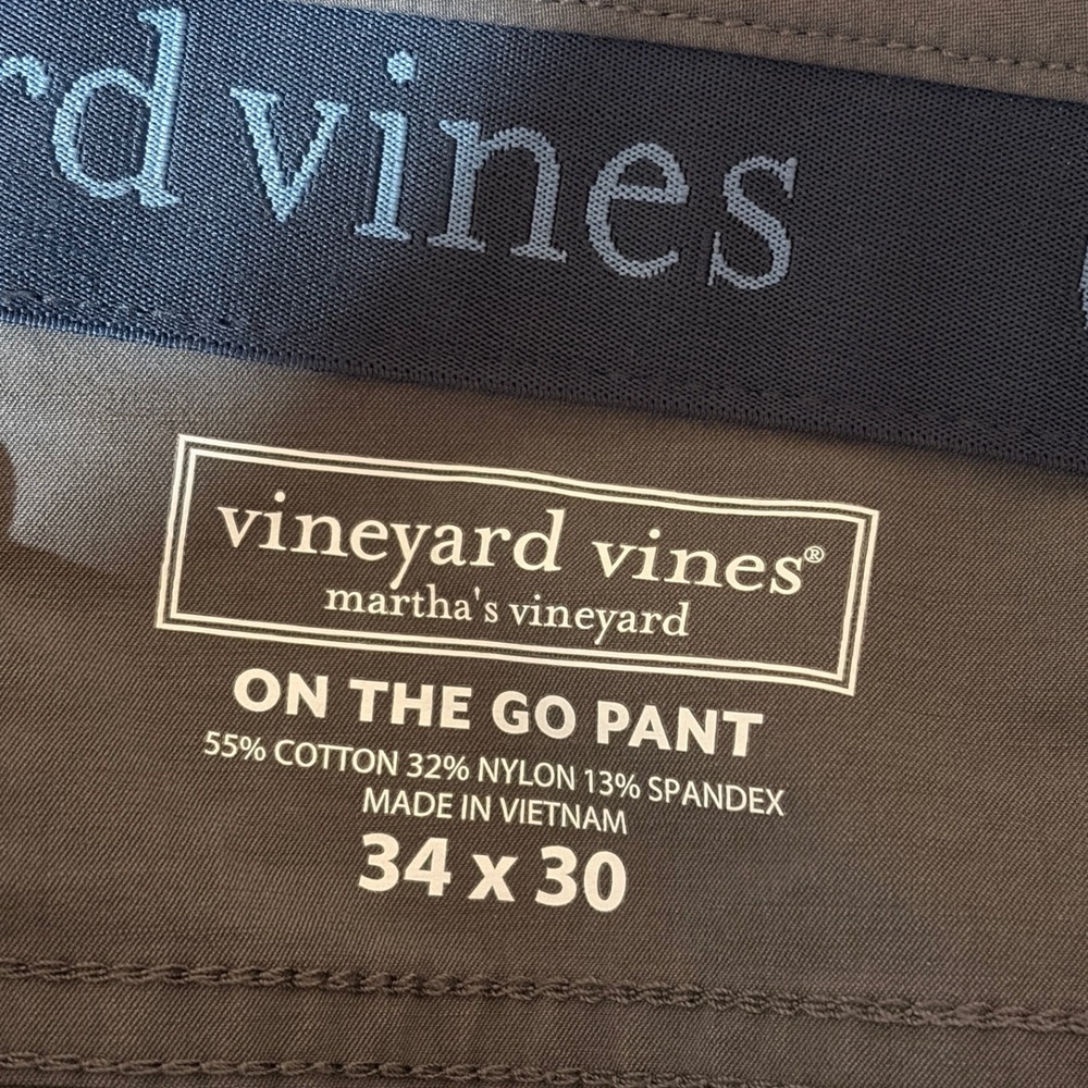 Vineyard Vines Mens Golf On The Go Pant 34x30 Gray Performance Stretch Chino - Picture 2 of 5